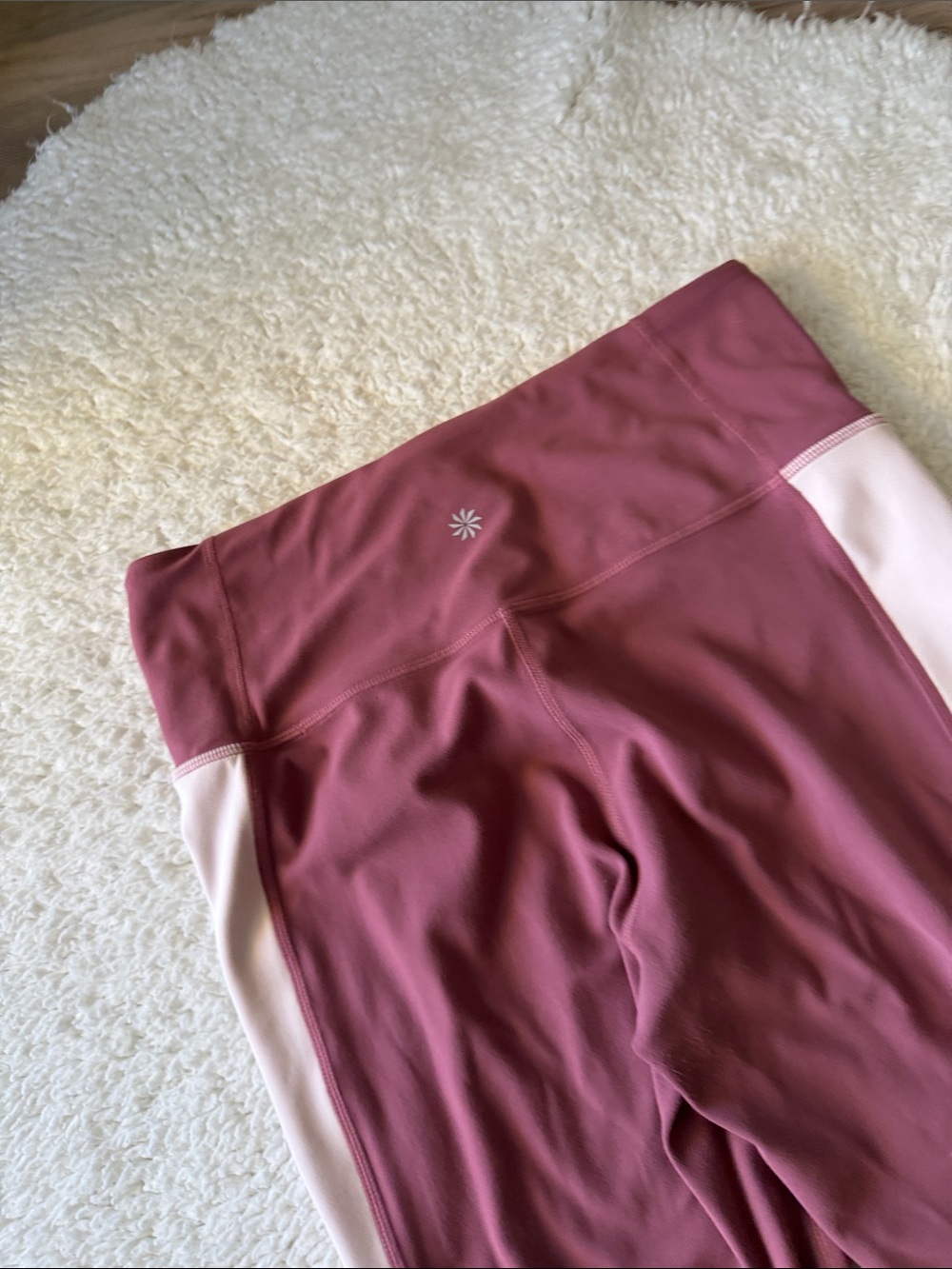 Athleta Maroon and Blush Colorblock High-Rise Capri Leggings - Picture 5 of 7